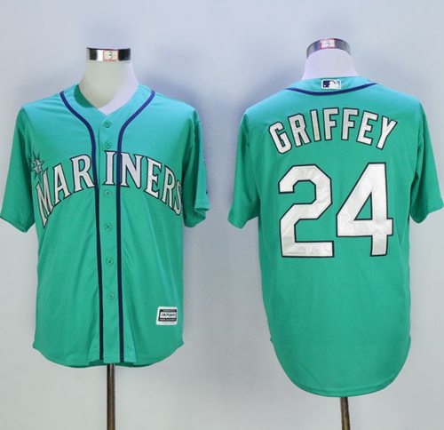 Mariners #24 Ken Griffey Green New Cool Base 2016 Hall Of Fame Patch Stitched MLB Jersey - Click Image to Close